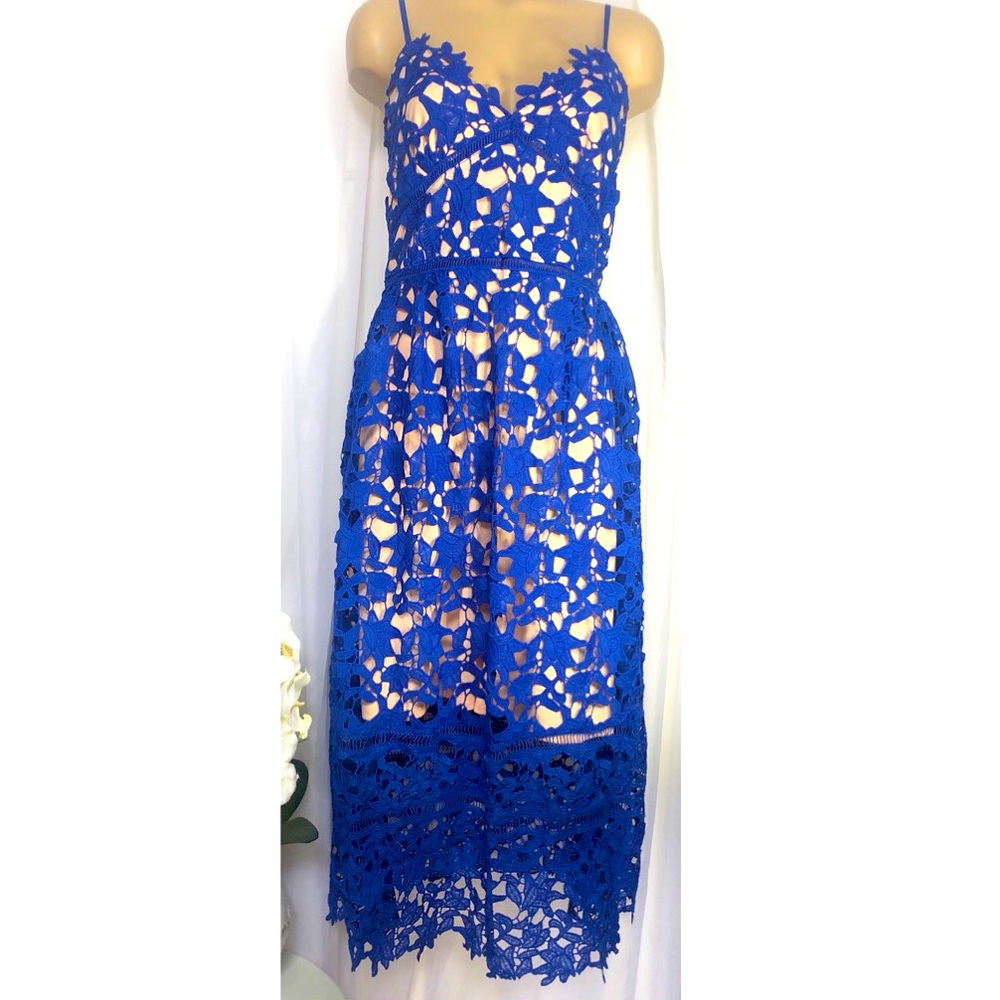Blue Lace Dress nude lining